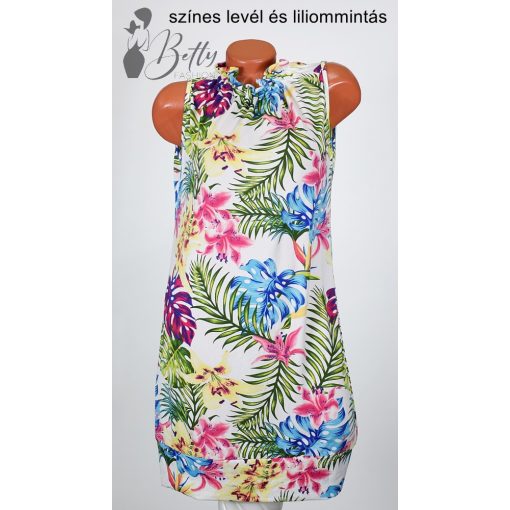 Mintás, nyakánál fodros ruha S, M, L