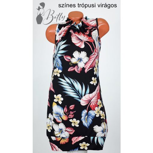 Mintás, nyakánál fodros ruha S, M, L