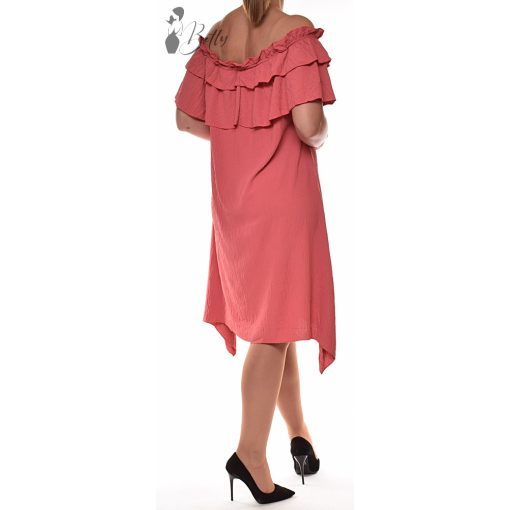 Vállnál fodros, elől megkötős ruha XL, 2XL