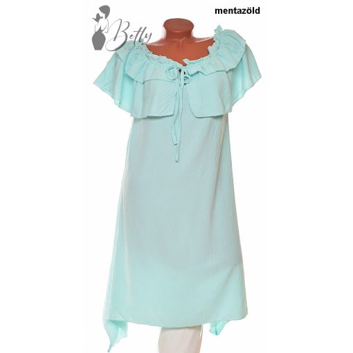 Vállnál fodros, elől megkötős ruha XL, 2XL