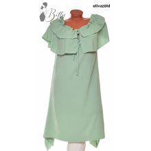 Vállnál fodros, elől megkötős ruha XL, 2XL