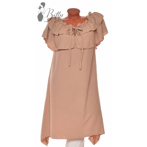 Vállnál fodros, elől megkötős ruha XL, 2XL
