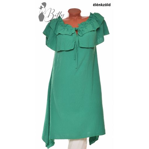 Vállnál fodros, elől megkötős ruha XL, 2XL