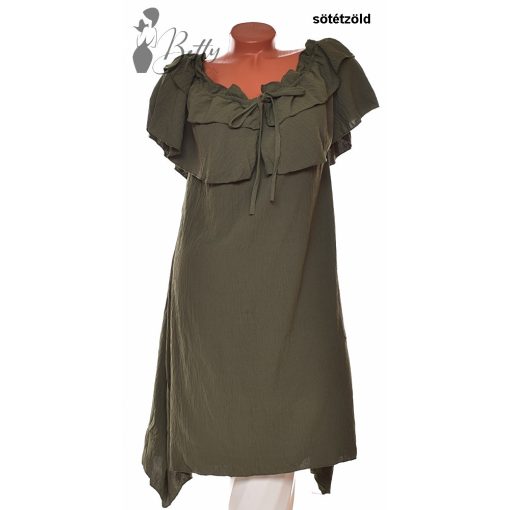 Vállnál fodros, elől megkötős ruha XL, 2XL