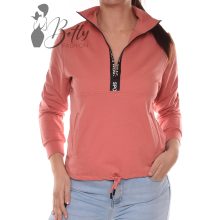 Álló galléros, mellnél cipzáros pulóver, feliratos részekkel S, M, L, XL