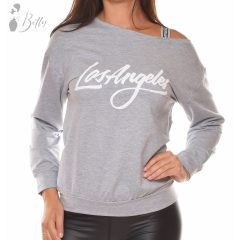   Los Angeles feliratos, vállán kivágott pulóver S, M, L, XL