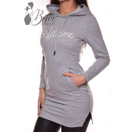 Szürke színű, kapucnis pulcsiruha S, M, L, XL
