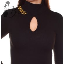 Fekete színű, csepp kivágású és láncdíszes ruha S, M, L, XL