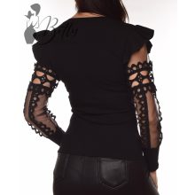 Ujján tüllbetétes és hímzett felső S/M