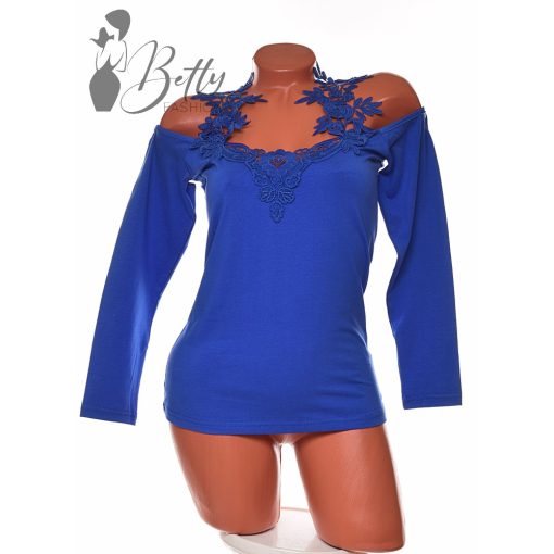 Vállvillantós, horgolt díszes felső S/M, M/L