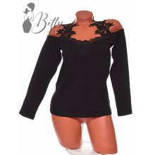 Vállvillantós, horgolt díszes felső S/M, M/L