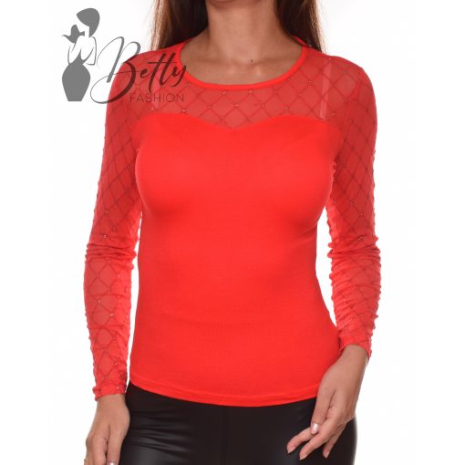 Tüll betétes és ezüst pöttyös felső S/M, M/L