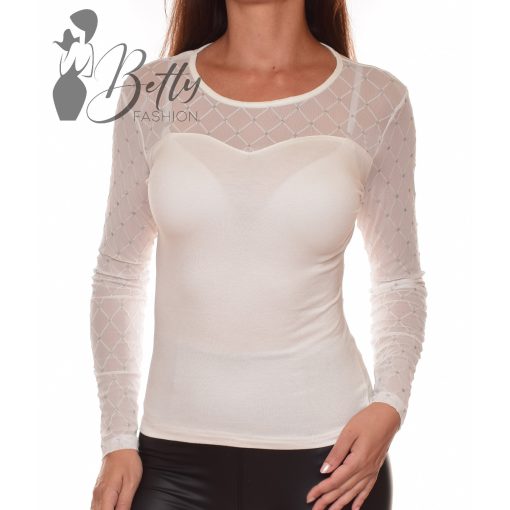 Tüll betétes és ezüst pöttyös felső S/M, M/L