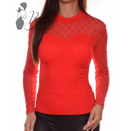 Tüll betétes és ezüst pöttyös felső S/M, M/L