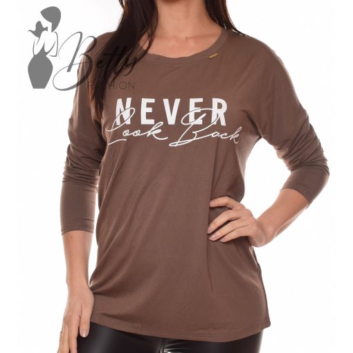 Feliratos, denevérujjú, bő szabású felső M/L, XL/XXL