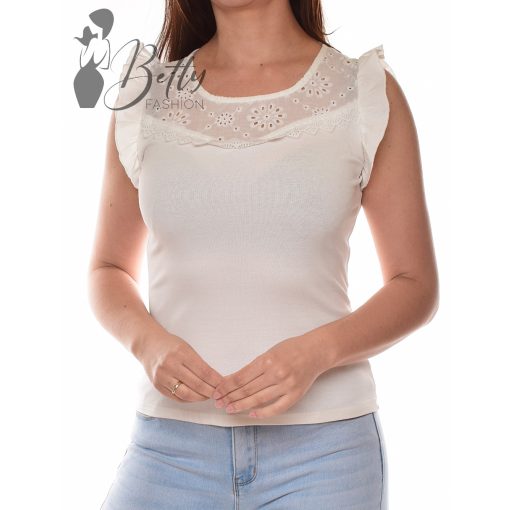 White Top with Jewelry Embellishment S/M