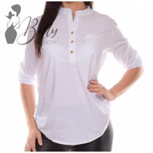 Mellnél gombos, roll-up ujjú ing-blúz S/M, L/XL