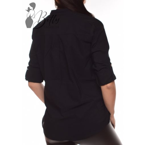 Mellnél gombos, roll-up ujjú ing-blúz S/M, L/XL
