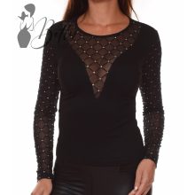 Tüll betétes és ezüst pöttyös felső S/M, M/L