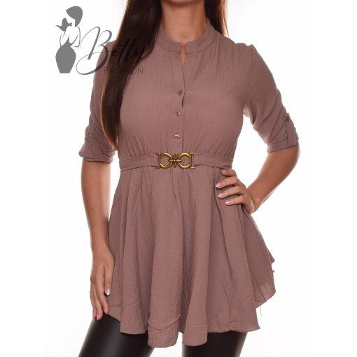 Egyszínű, deréknál öves ing-tunika S/M, L/XL