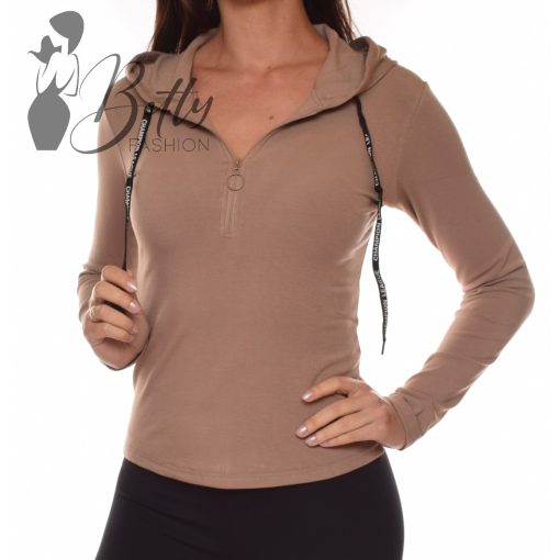 Mellnél cipzáros, kapucnis pulóver S/M, L/XL