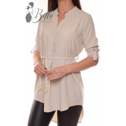 Egyszínű, deréknál öves ing-tunika S/M, L/XL