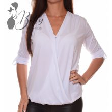 Átlapolt fazonú, roll-up ujjú blúz S/M, L/XL