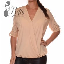 Átlapolt fazonú, roll-up ujjú blúz S/M, L/XL