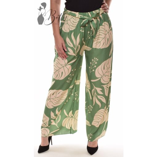 Trópusi levél mintás, bő szárú, lenge nadrág S/M, L/XL