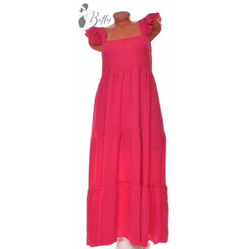 Fodros pántú, felül smokkolt ruha M/L, XL/2XL