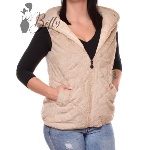 Bundás belsejű, kifordítható bézs mellény S, M, L, XL, 2XL