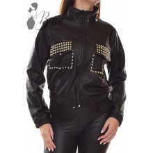 Fekete színű, szegecsdíszes, műbőr dzseki M/L, XL/2XL, 2XL/3XL