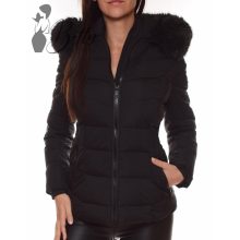 Fekete, szőrmegalléros télikabát S, M, L, XL, 2XL