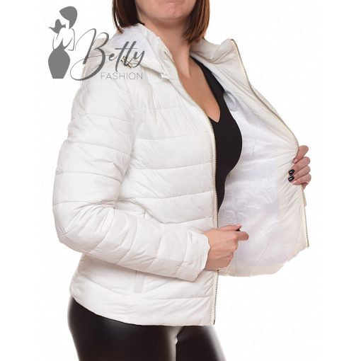 Fehér színű, steppelt, kapucnis, átmeneti dzseki M, L, XL, 2XL, 3XL 