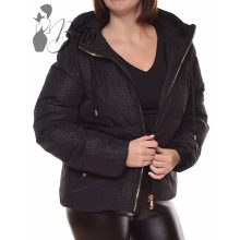 Fekete színű, apró nyomott mintás télikabát S, M, L, XL, 2XL