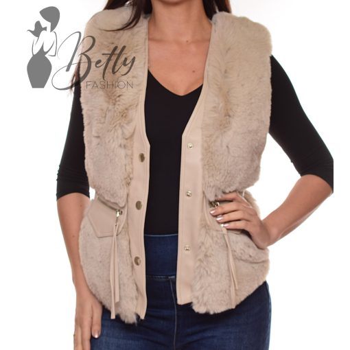 Bézs szőrme mellény S