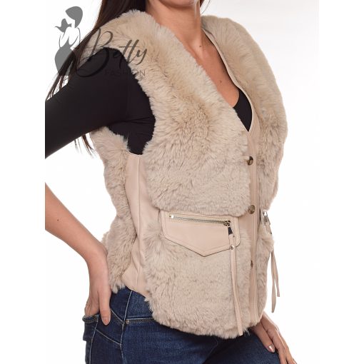 Bézs szőrme mellény S