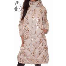 Feliratos, sportos fazonú, bézs télikabát S, M, L, XL, 2XL