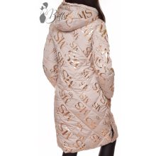 Feliratos, sportos fazonú, bézs télikabát S, M, L, XL, 2XL