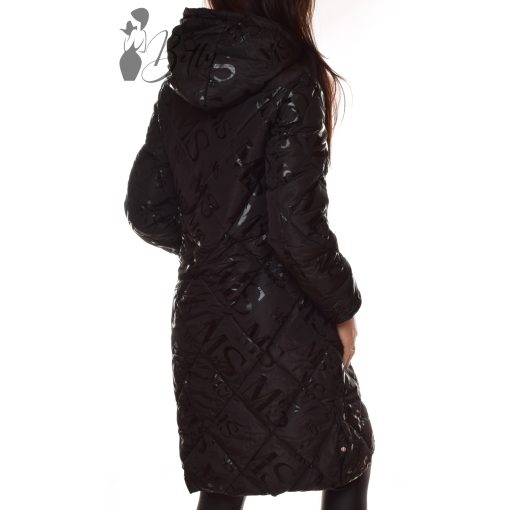 Feliratos, sportos fazonú, fekete télikabát S, M, L, XL, 2XL