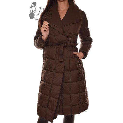 Sötétbarna színű, galléros télikabát S, M, L, XL, 2XL