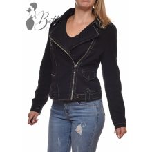 Fekete színű, ferde cipzáros farmerkabát S, M, L, XL