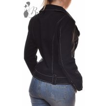 Fekete színű, ferde cipzáros farmerkabát S, M, L, XL