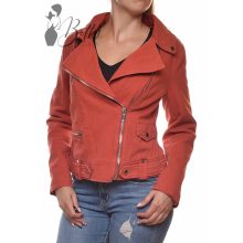 Téglavörös színű, ferde cipzáros farmerkabát S, M, L, XL