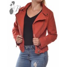 Téglavörös színű, ferde cipzáros farmerkabát S, M, L, XL