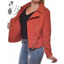 Téglavörös színű, ferde cipzáros farmerkabát S, M, L, XL