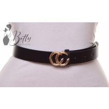 Fekete színű, műbőr öv 