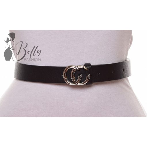 Fekete színű, műbőr öv 