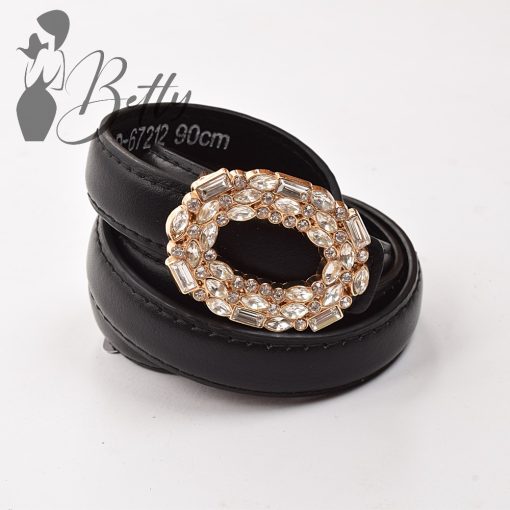 Strasszkő díszes fémcsatos, műbőr öv 