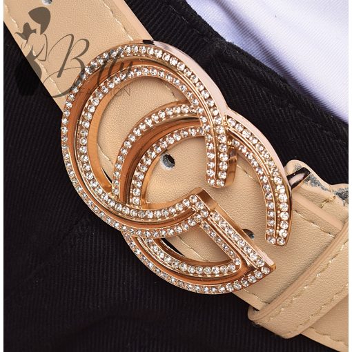 Betűmintás és strasszkő díszes csatos, műbőr öv